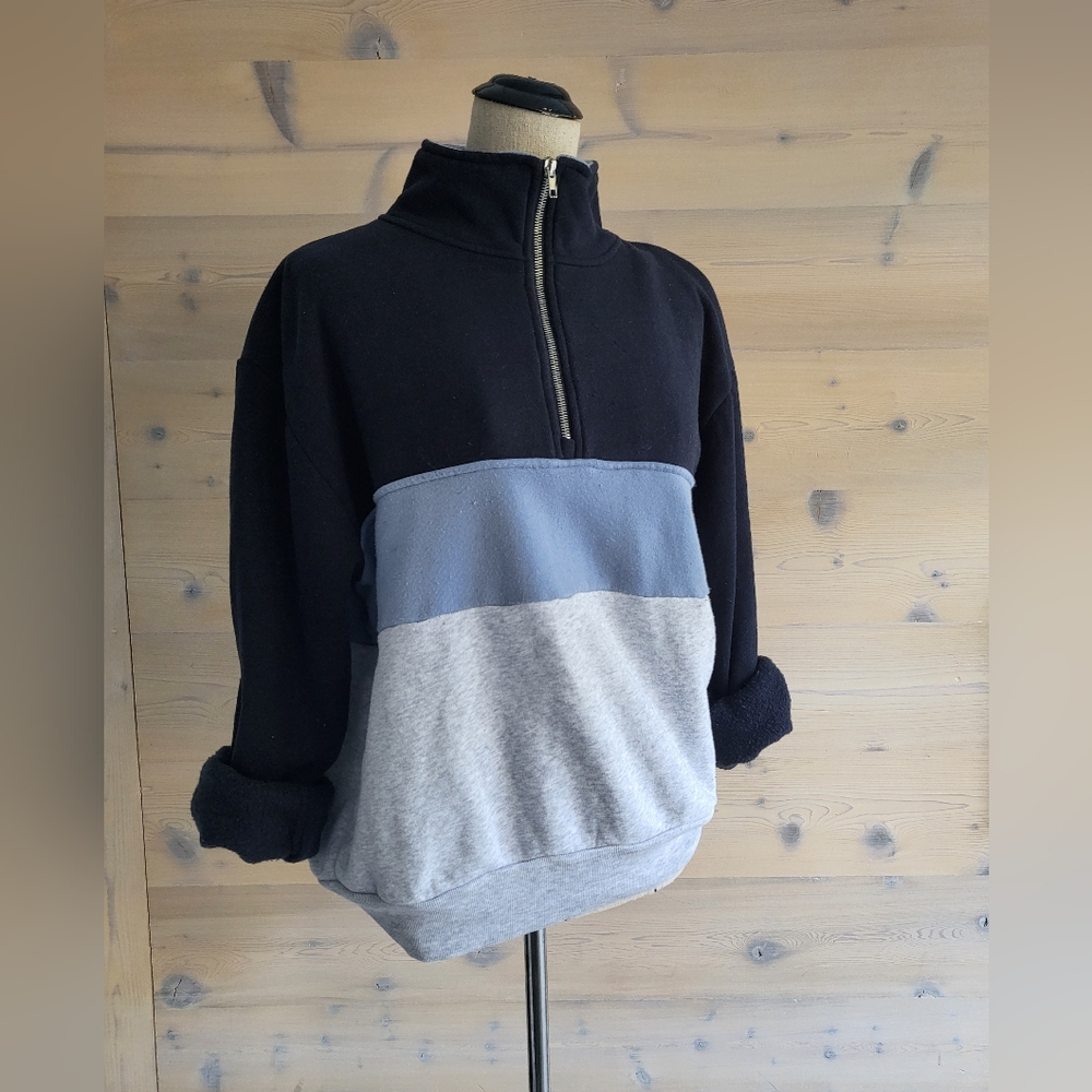 Brandy Melville Color Block Strip Quarter Zip Sweatshirt, OS
